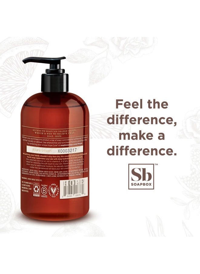 Liquid Hand Soap, Coconut Milk & Sandalwood, Gentle & Moisturizing Hand Wash for Kitchen and Bathroom, Vegan & Cruelty Free Scented Hand Soap 12 Ounce Pump Bottles (Pack of 3)