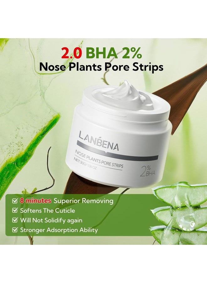 2.0 Nose Pore Strips, Blackhead Remover Mask with Salicylic Acid, Amazonian White Clay, Pore Cleanser Purifying Peel off Face Mask with 60 PCS Strips, Aloe Facial Mask(1.05 Ounce)