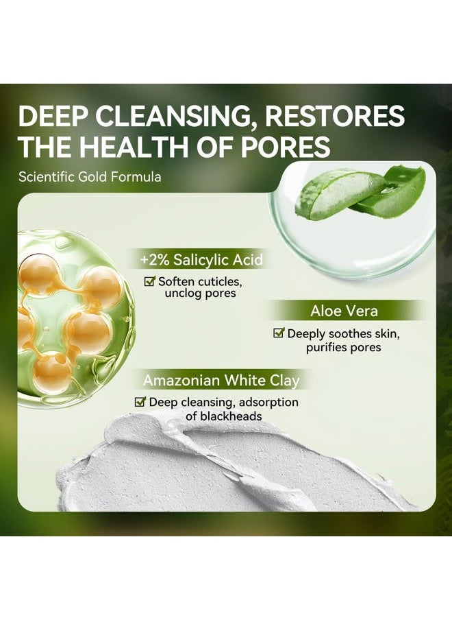 2.0 Nose Pore Strips, Blackhead Remover Mask with Salicylic Acid, Amazonian White Clay, Pore Cleanser Purifying Peel off Face Mask with 60 PCS Strips, Aloe Facial Mask(1.05 Ounce)