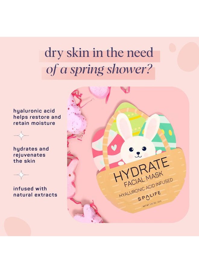 Spring & Easter Facial Masks (9Pack) - Hyaluronic Acid, Collagen, Vitamin C Infused - Reduces Dark Circles, Hydrates, Firms Skin - Skin Care Masks for Puffiness, Fine Lines & Wrinkles