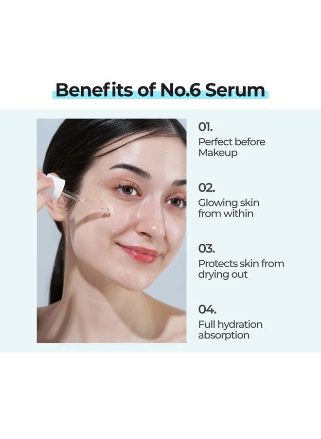 No.6 Serum | Deep Sleep Mask Serum | Iceland Glacier Water for Instant and Long-lasting Hydration with Hyaluronic Acid & Niacinamide | Korean Skincare for Dry Skin | 1.69 fl. oz.