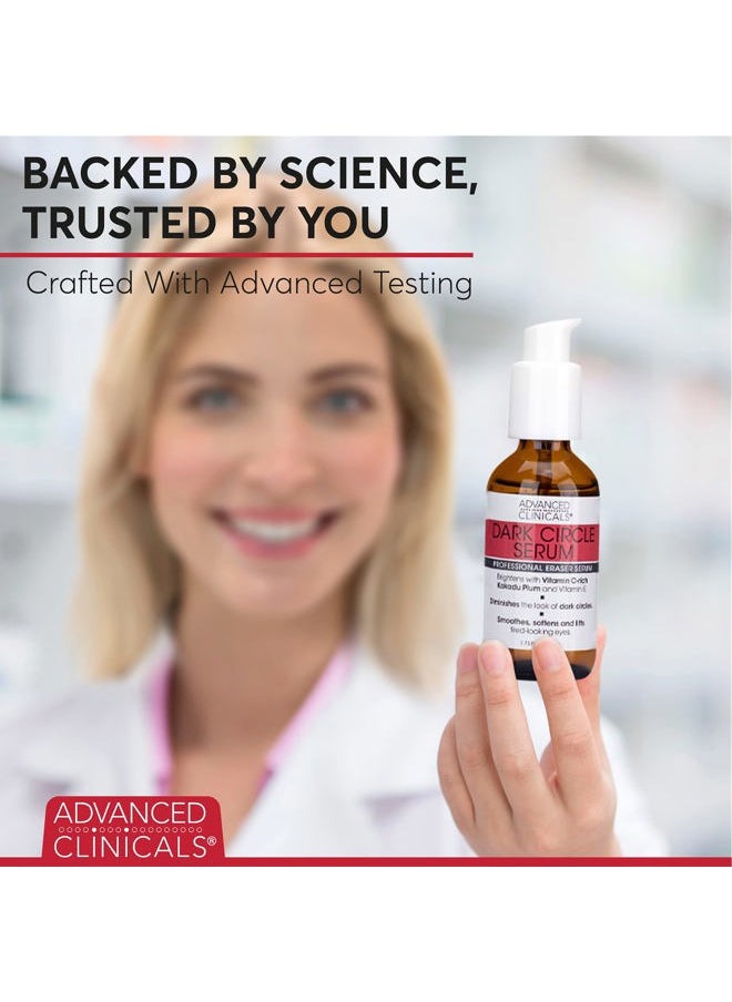 Dark Circle Under Eye Serum Anti Aging Brightening Facial Treatment Targets Look Of Puffy Eyes, Crows Feet, & Sagging Skin W/Vitamin C, Hyaluronic Acid, & Ferulic Acid, 1.75 Fl Oz