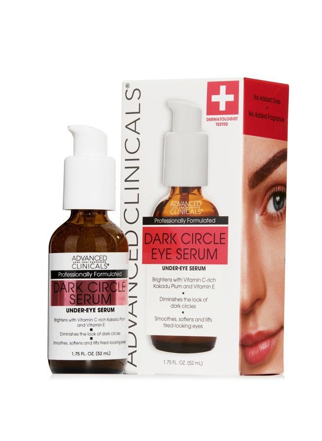Dark Circle Under Eye Serum Anti Aging Brightening Facial Treatment Targets Look Of Puffy Eyes, Crows Feet, & Sagging Skin W/Vitamin C, Hyaluronic Acid, & Ferulic Acid, 1.75 Fl Oz