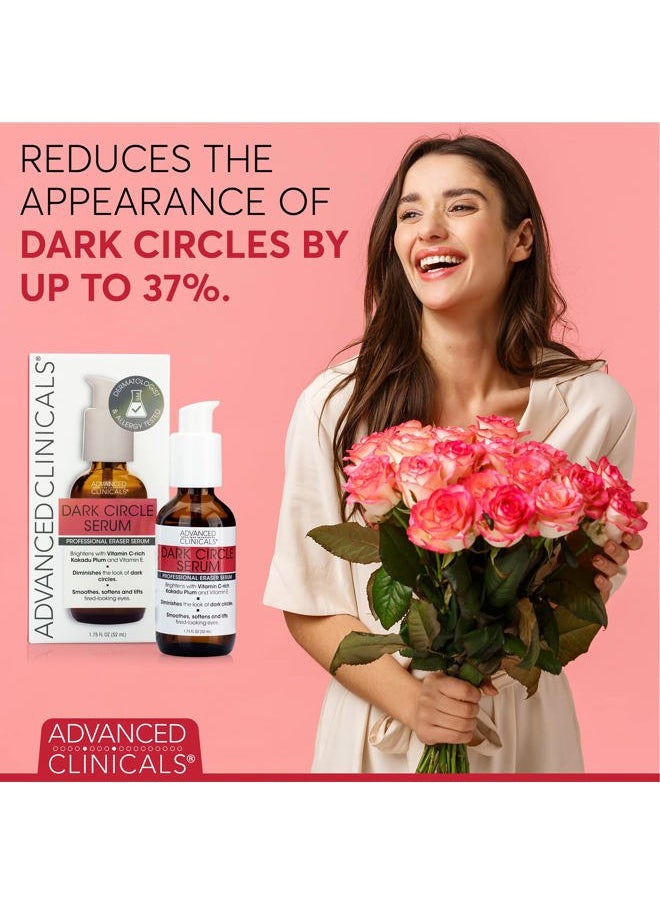 Dark Circle Under Eye Serum Anti Aging Brightening Facial Treatment Targets Look Of Puffy Eyes, Crows Feet, & Sagging Skin W/Vitamin C, Hyaluronic Acid, & Ferulic Acid, 1.75 Fl Oz