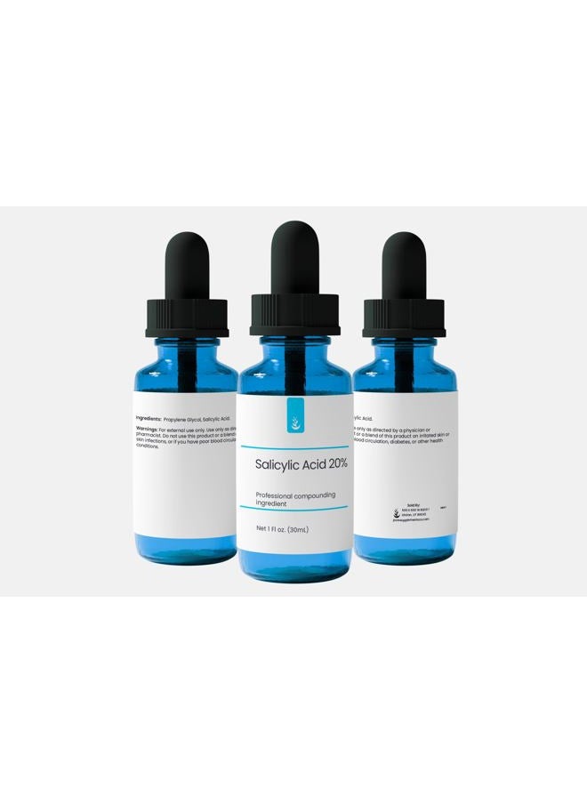 Salicylic Acid 20% Solution, 1 fl oz Glass Dropper, Pure & Simple Serum