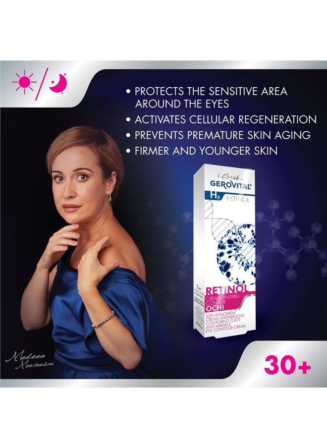 RETINOL Anti-Wrinkle Eye Contour Cream with Retinol, Sepilift, and Vitamins A and E, Prevents and Reduces Wrinkles, 15 mililiters