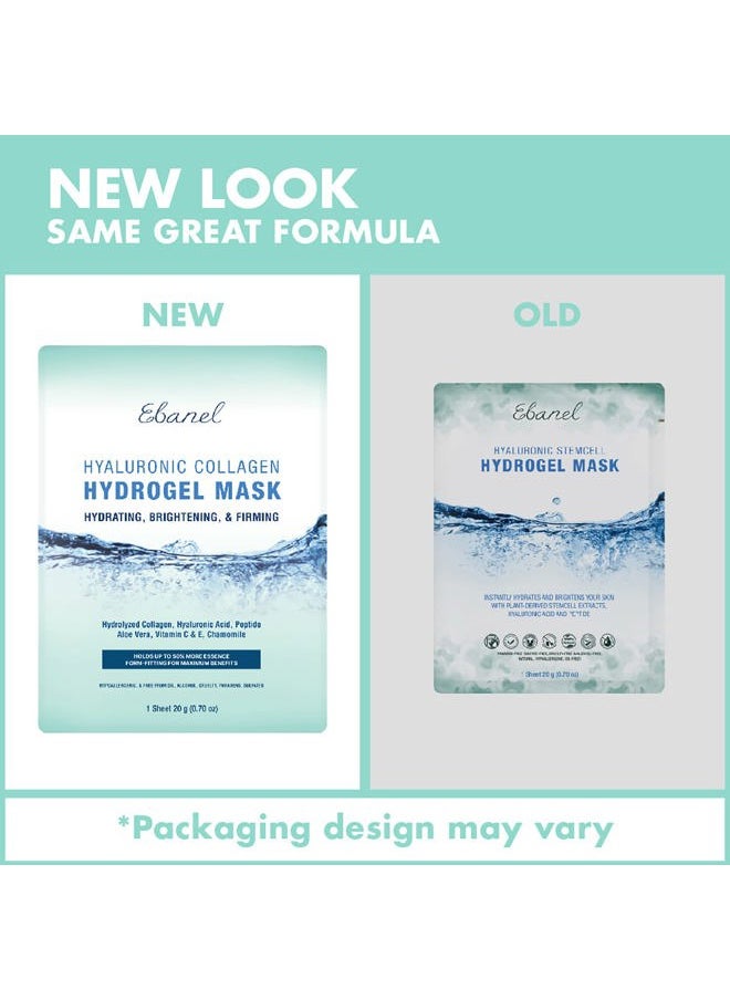 5-Pack Hydrogel Collagen Face Mask, Instant Brightening Hydrating Facial Masks Sheet Mask for Firming, Lifting Anti Aging Anti Wrinkle with Hyaluronic Acid, Peptide, Aloe Vera, Vitamin C & E