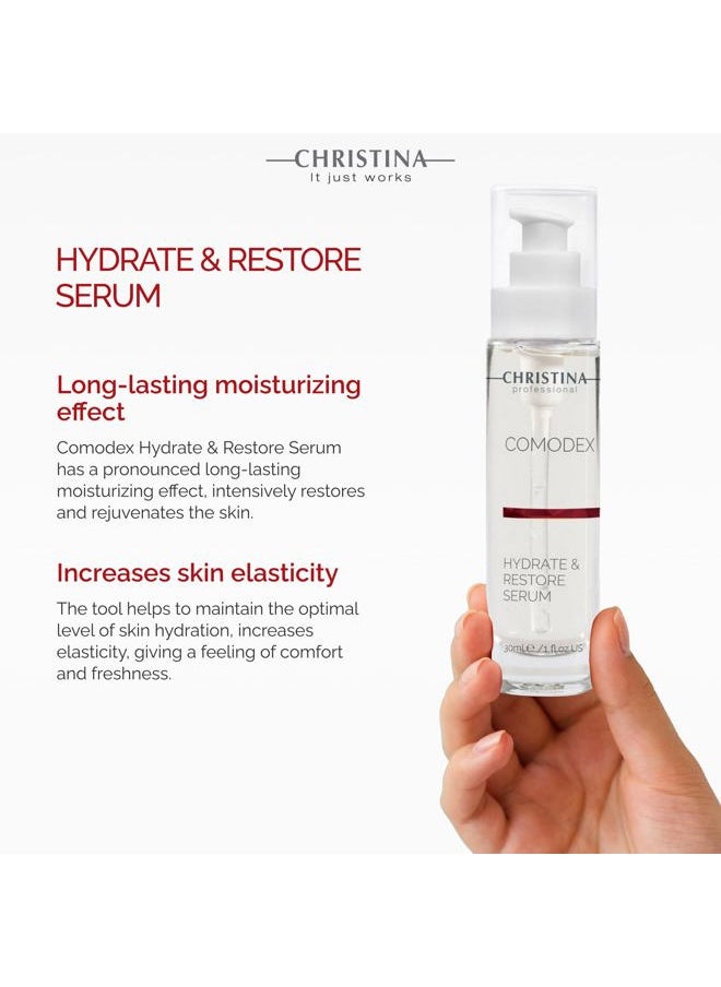 Christina Comodex Hydrate & Restore Serum with Hyaluronic Acid - 30ml - Facial Hydrating Serum to Regenerate & Rejuvenate - For Dehydrated Oily, Open Pores, Combination, & Nomal Skin