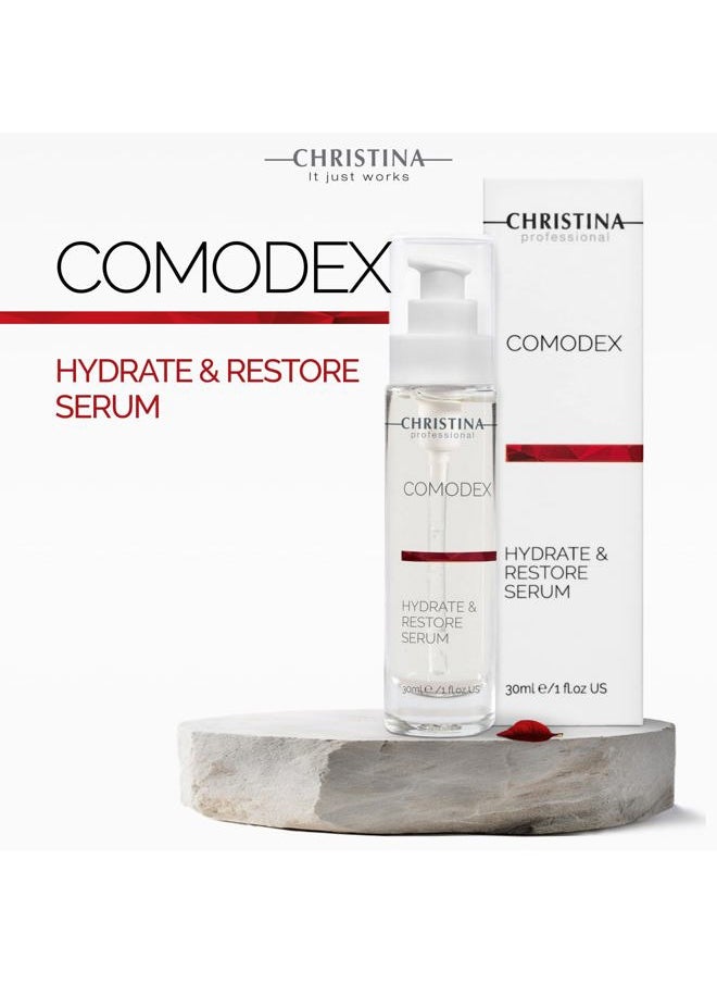Christina Comodex Hydrate & Restore Serum with Hyaluronic Acid - 30ml - Facial Hydrating Serum to Regenerate & Rejuvenate - For Dehydrated Oily, Open Pores, Combination, & Nomal Skin