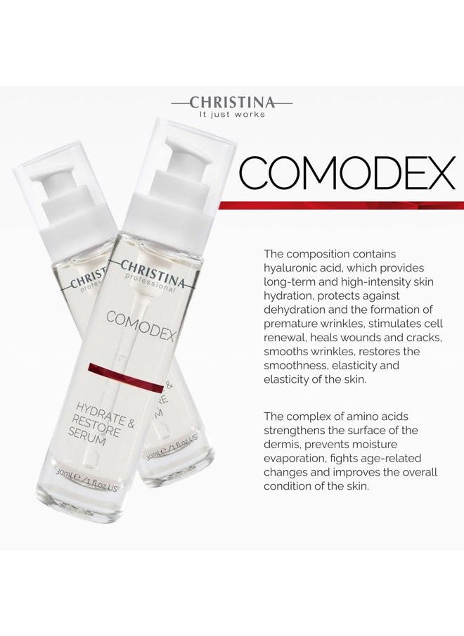 Christina Comodex Hydrate & Restore Serum with Hyaluronic Acid - 30ml - Facial Hydrating Serum to Regenerate & Rejuvenate - For Dehydrated Oily, Open Pores, Combination, & Nomal Skin