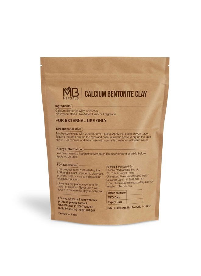 Calcium Bentonite Clay Powder 8 oz | 227G / 0.5 LB | Bentonite Clay | Fragrance Free | Detox Clay | Soap Making | Suitable for Oily Skin