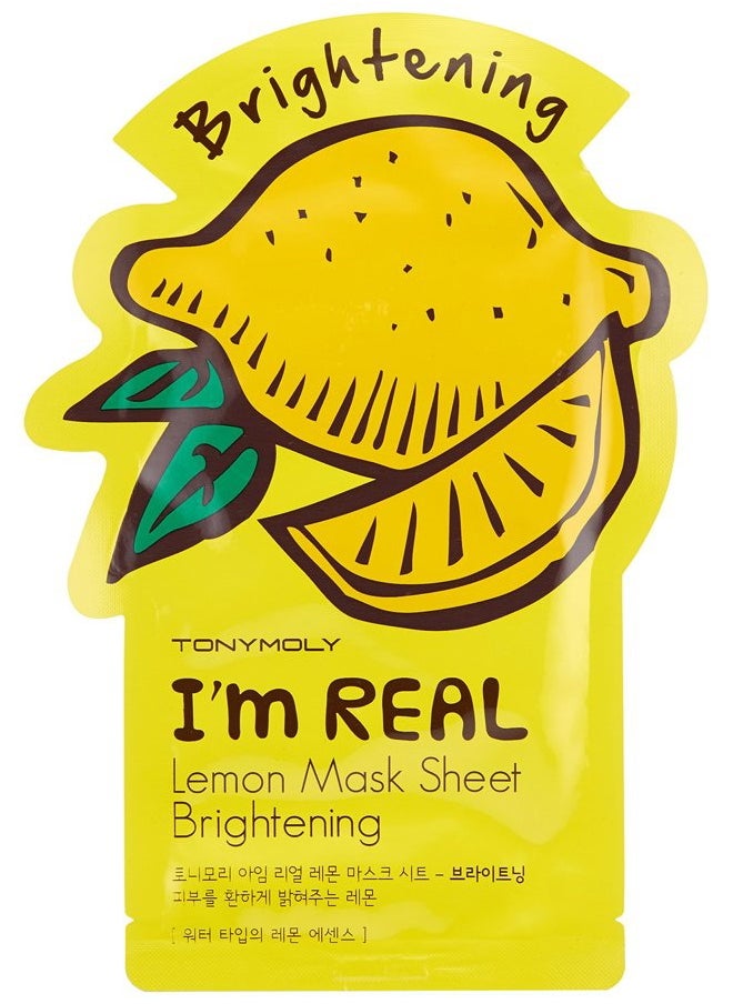 I'm Real Lemon Sheet Mask, 10 Count - Hydrates Skin and Reduces Wrinkles