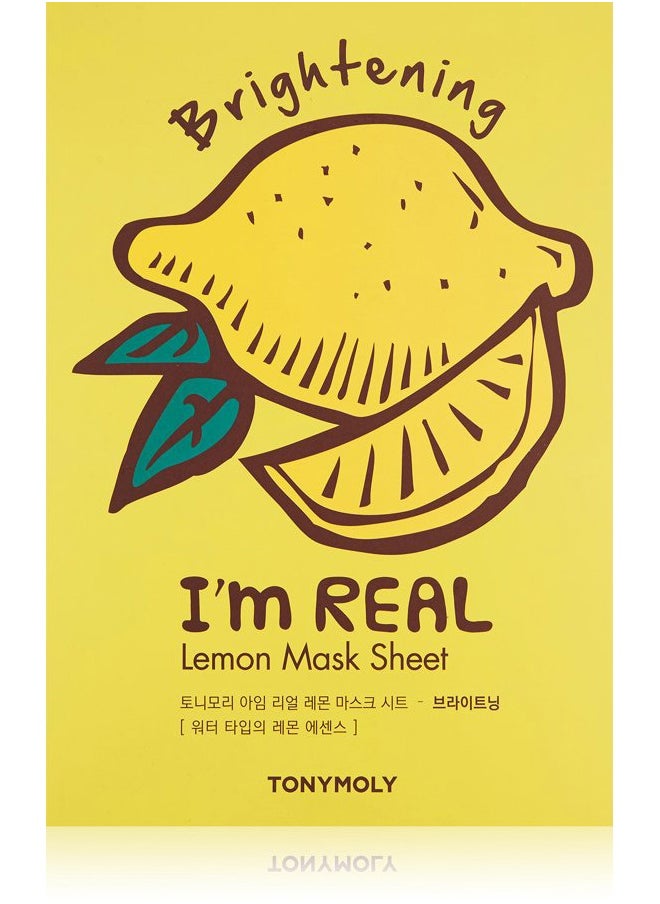 I'm Real Lemon Sheet Mask, 10 Count - Hydrates Skin and Reduces Wrinkles