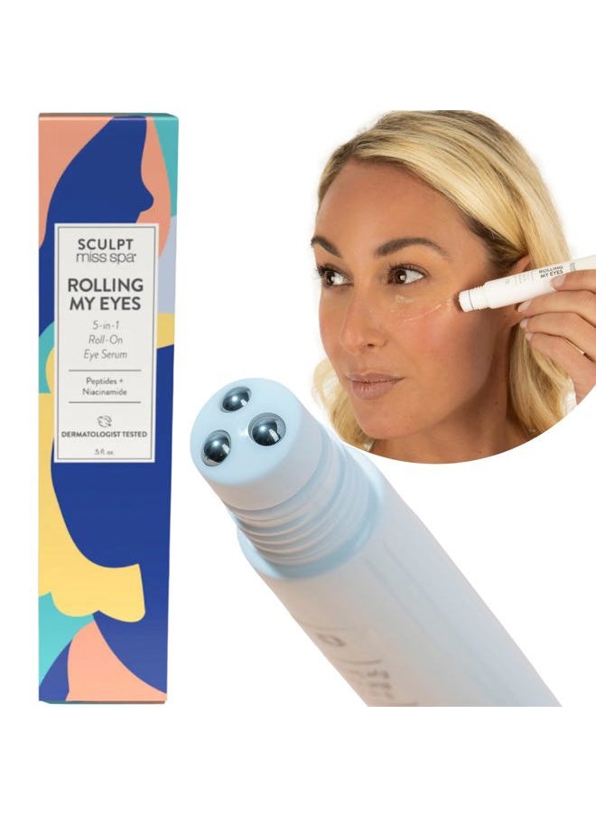 Miss Spa Eye Serum 5-in-1 Roll On Under Eye Cream, Helps De-puff and Brighten Under and Around Eyes, Anti-Aging Under Eye Roller Helps with Fine Lines and Dark Circles, Vitamin B3, Eye Bag Remover