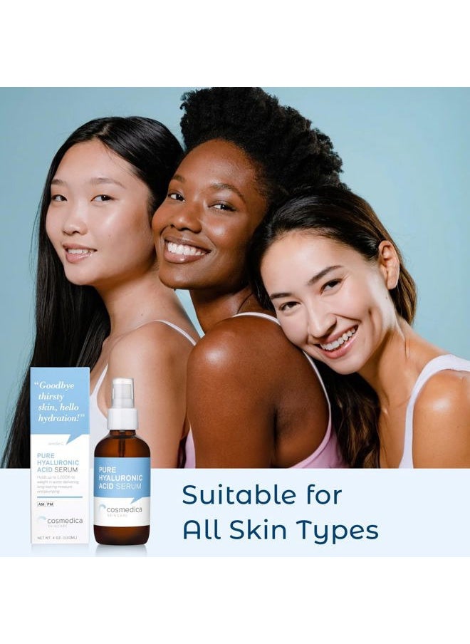 Cosmedica Hyaluronic Acid Serum for Skin – 4 Fl. Oz Hydrating Facial Moisturizer with Anti-Aging Skin Care Properties. Beauty and Skin Care