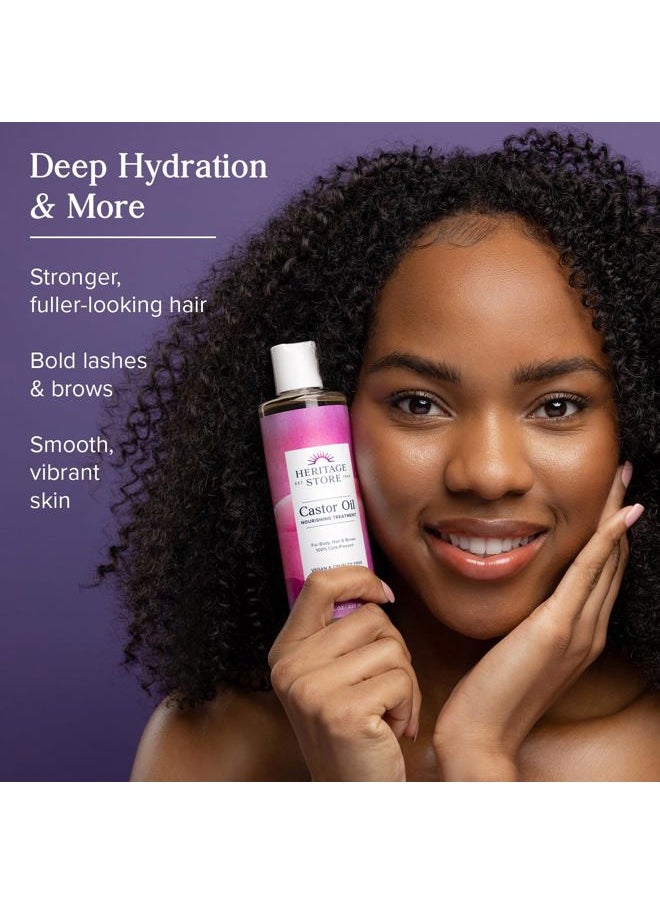 Castor Oil, Cold Pressed, Rich Hydration for Vibrant Hair & Skin, Bold Lashes & Brows, No Hexane (32 Fl Oz)