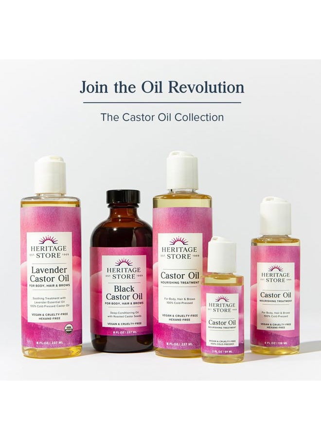 Castor Oil, Cold Pressed, Rich Hydration for Vibrant Hair & Skin, Bold Lashes & Brows, No Hexane (32 Fl Oz)