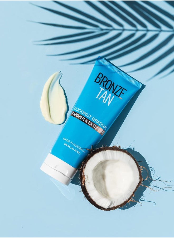 Bronze Tan Gradual Self Tanner Lotion & Tan Extender - Coconut Scented - Aloe Vera & Vitamin E Enriched - Streak-Free Nourishing Sunless Tanning Lotion (200ml)