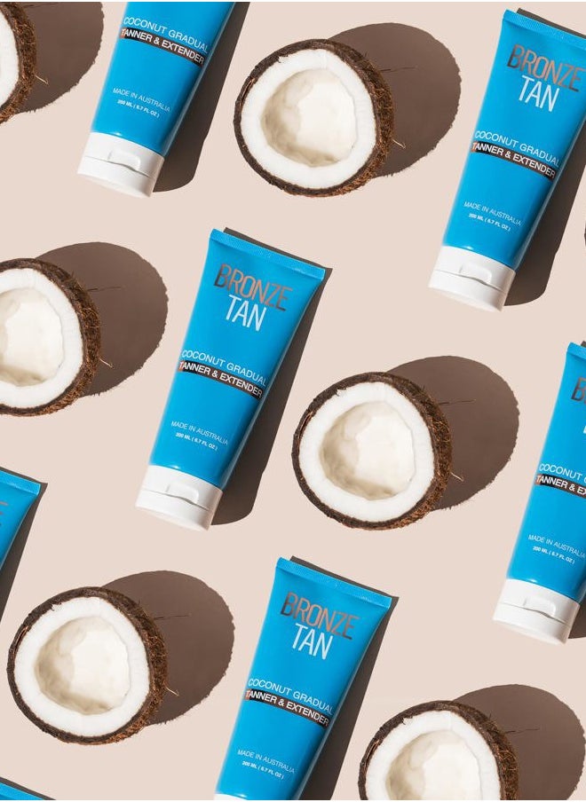 Bronze Tan Gradual Self Tanner Lotion & Tan Extender - Coconut Scented - Aloe Vera & Vitamin E Enriched - Streak-Free Nourishing Sunless Tanning Lotion (200ml)