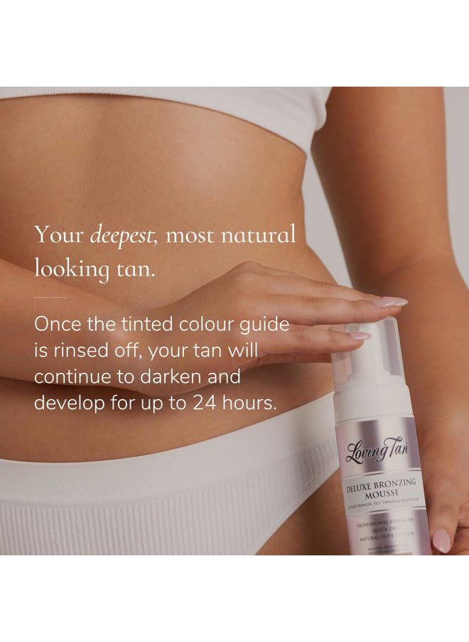 Deluxe Self Tanning Bronzing Mousse, Medium - Streak Free, Professional Quality Sunless Tanning - Up to 5 Self Tanner Applications per Bottle, Cruelty Free, Naturally Derived DHA - 4 FL Oz