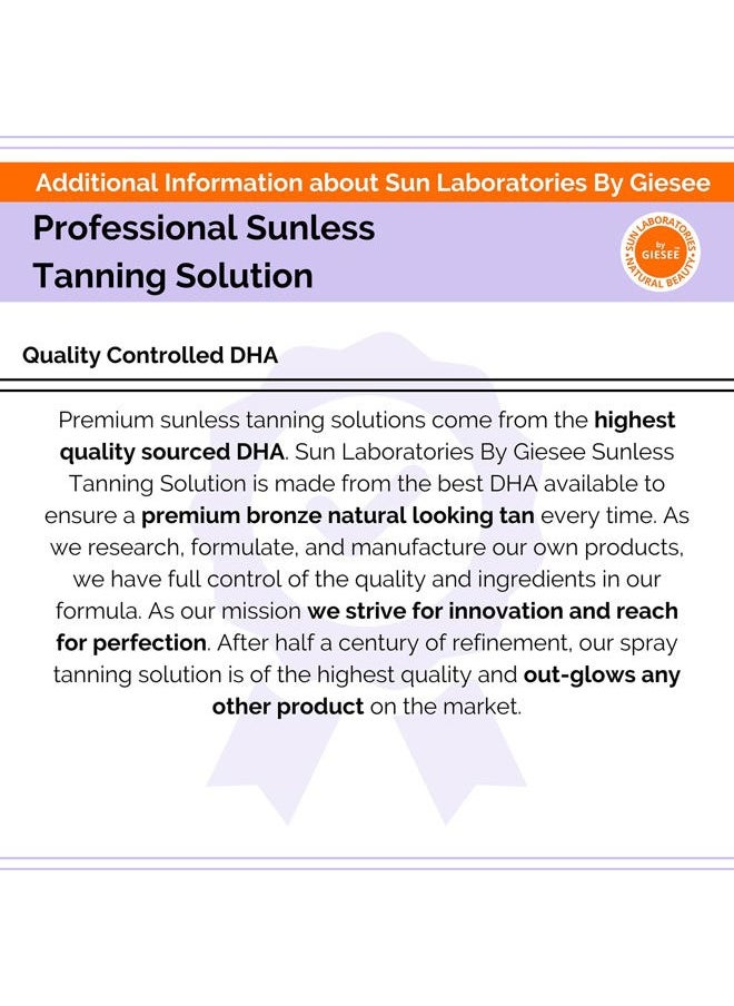 Sun Laboratories By Giesee Ultra Dark Spray Tan Solution 1/2 Gallon - Professional Sunless Tanning Spray for Airbrush Tan, Self Tanner Mist, Sun Tanning Lotion, Fake Tan