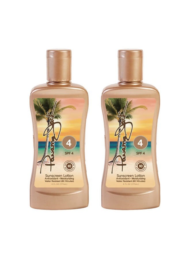 Sunscreen Tanning Lotion - SPF 4, PABA, Paraben, Gluten & Cruelty Free, Antioxidant Moisturizing Formula, 6 FL OZ (Pack of 2)