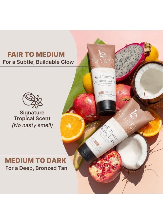 Self Tanner - USA Made with Natural & Organic Ingredients, Moisturizing Self Tanning Lotion with Aloe Vera & Coconut for a Natural Glow, Streak-Free Fake Tan, Medium to Dark