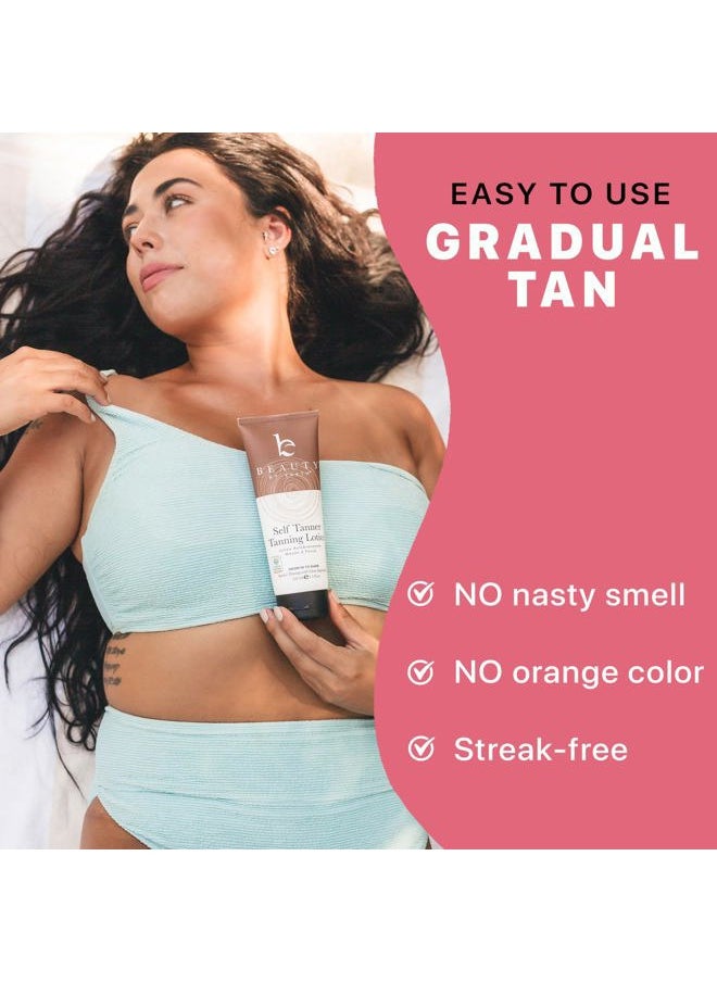 Self Tanner - USA Made with Natural & Organic Ingredients, Moisturizing Self Tanning Lotion with Aloe Vera & Coconut for a Natural Glow, Streak-Free Fake Tan, Medium to Dark
