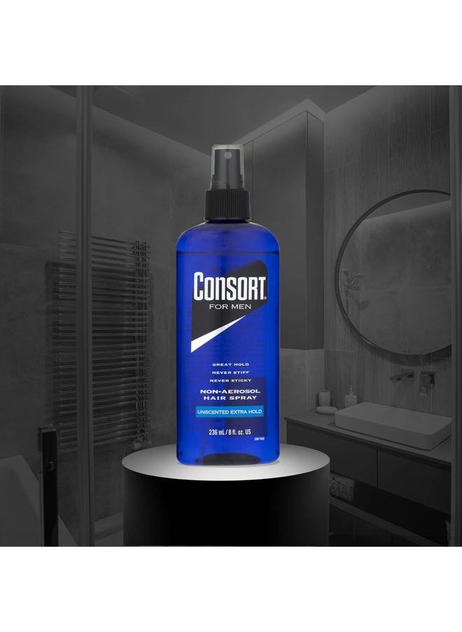 Hair Spray for Men, Extra Hold, Unscented, Non-Aerosol - 8 oz(Pack of 4)
