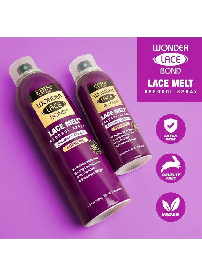 Wonder Lace Melt Aerosol Spray | Preserves Edges & Undetectable Lace | Long lasting hold | No Residue | Vitamin E + Biotin Infused (180ml./ 6.08oz)