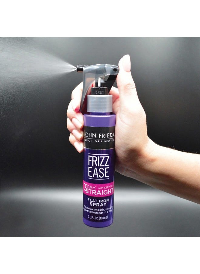 Frizz Ease 3 Day Straight Heat Protection Spray, Keeps Hair Straight and Frizz-Free for 3 Days, Keratin-Infused Flat Iron & Styling Spray for a Smooth, Sleek Finish, 3.5 Oz