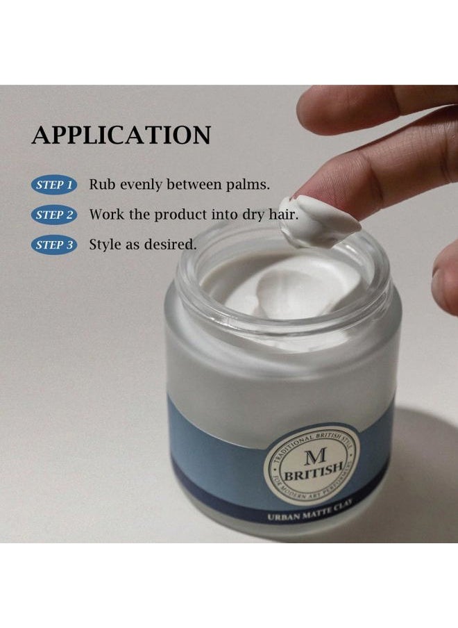 Urban Matte Clay Wax - 100g (3.53oz) | Approved by Barbers & Stylists | Strong Hold, Natural Matte Finish