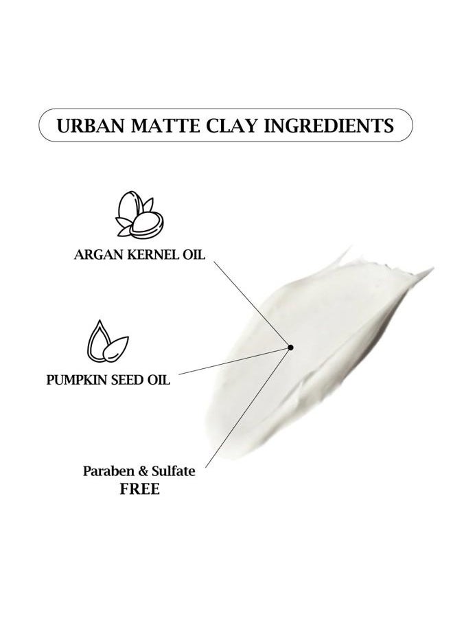 Urban Matte Clay Wax - 100g (3.53oz) | Approved by Barbers & Stylists | Strong Hold, Natural Matte Finish
