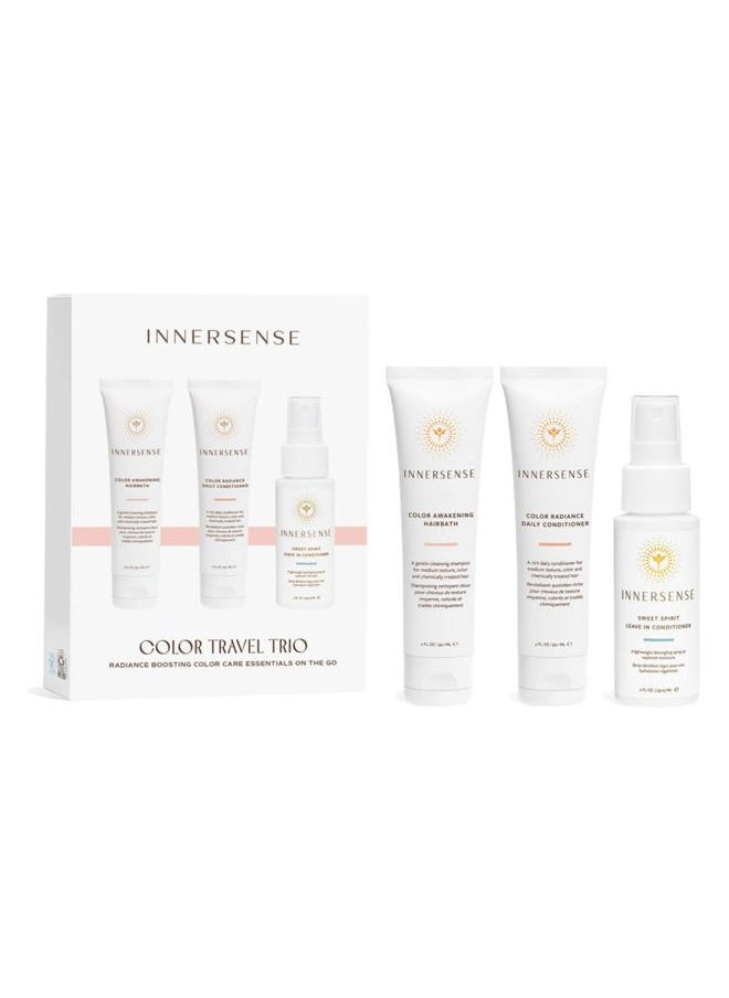 Organic Beauty - Color Travel Hair Trio | Non-Toxic, Cruelty-Free, Clean Haircare (Awakening Hairbath, Radiance Conditioner, Sweet Spirit Leave-In Conditioner) PACKAGING MAY VARY
