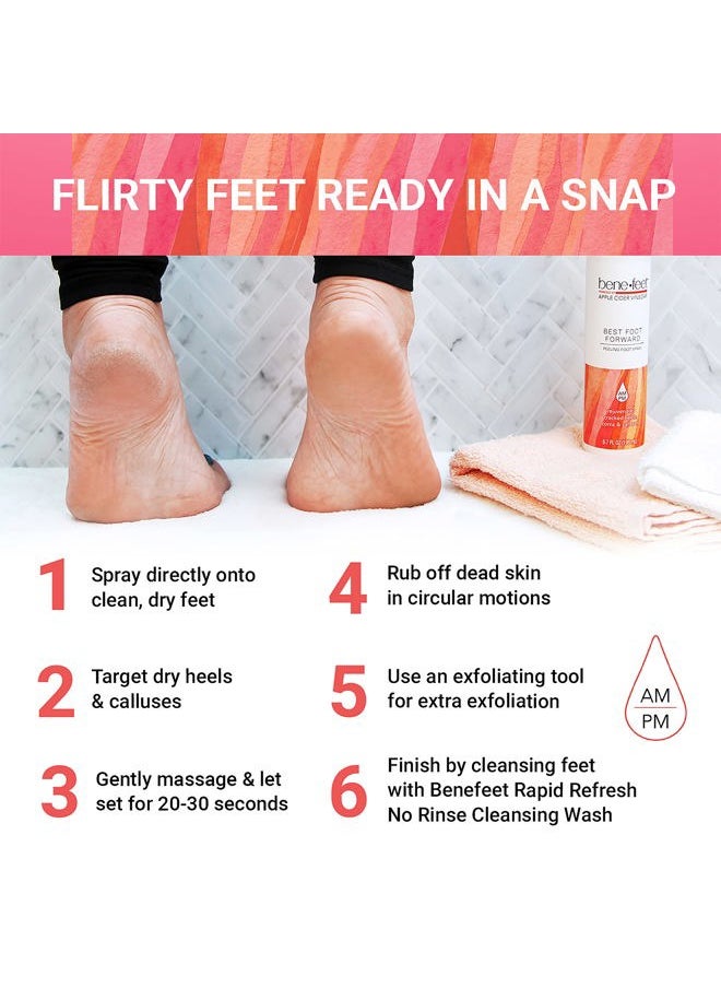 Best Foot Forward Peeling Spray - May Help Rejuvenate + Smooth for Cracked Heels, Corns + Calluses Made w/Shea Butter, Apple Cider Vinegar + Tea Tree Oil, 6.7 oz (1 Pack)