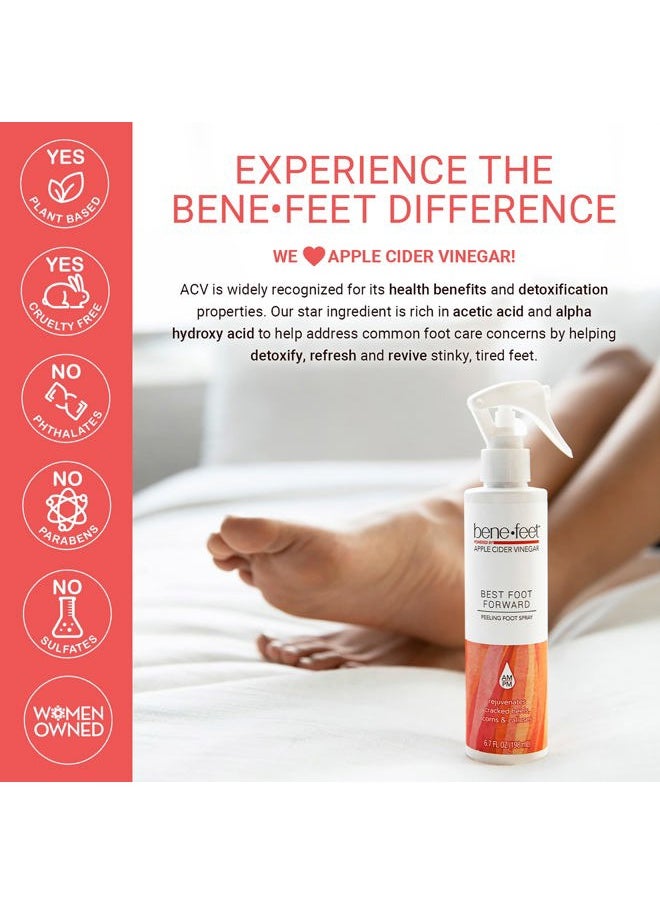 Best Foot Forward Peeling Spray - May Help Rejuvenate + Smooth for Cracked Heels, Corns + Calluses Made w/Shea Butter, Apple Cider Vinegar + Tea Tree Oil, 6.7 oz (1 Pack)