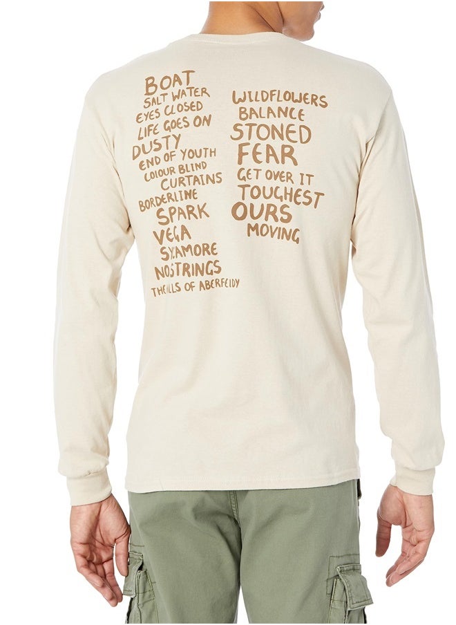 Unisex's Standard Subtract Tracklisting Longsleeve T-Shirt, Sand, XX-Large