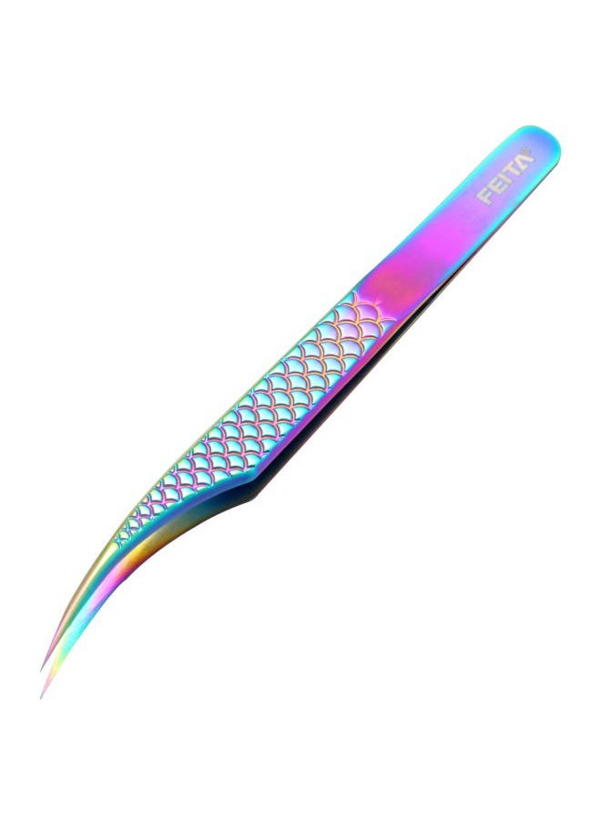 Diamond Grip Eyelash Extensions Tweezer Lash Precision Tweezers, Japanese Steel Dolphin-shaped Tip, False Lashes Application Tools, Multi-color 1Pc