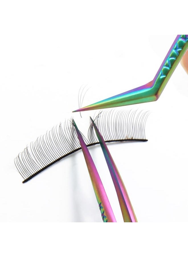 Diamond Grip Eyelash Extensions Tweezer Lash Precision Tweezers, Japanese Steel Dolphin-shaped Tip, False Lashes Application Tools, Multi-color 1Pc