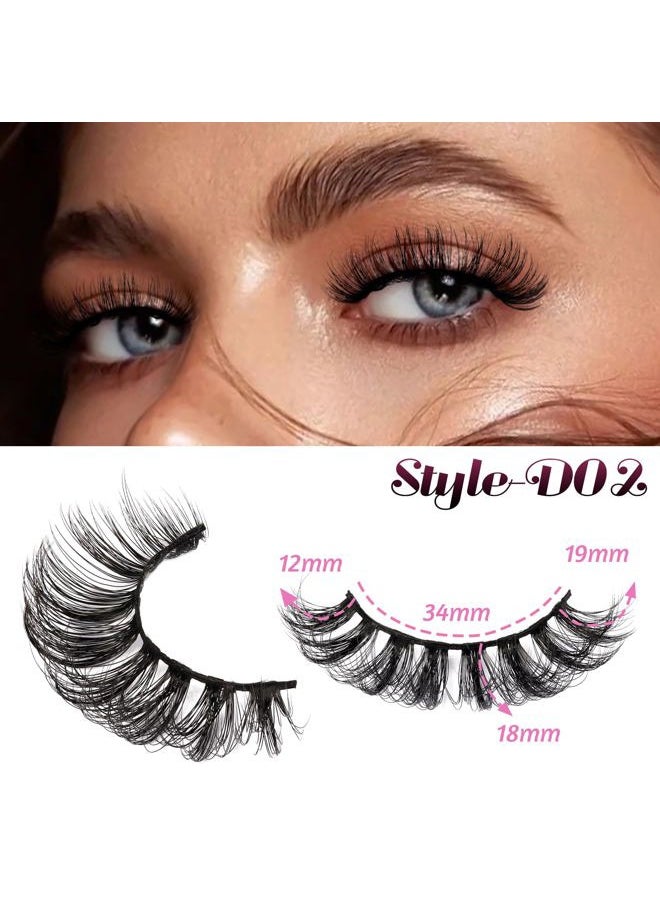 Russian Strip Lashes DD Curl False Eyelashes Fluffy Wispy Faux Mink Lashes 10 Pairs Pack (D02)
