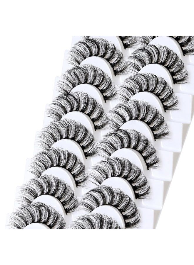 Russian Strip Lashes DD Curl False Eyelashes Fluffy Wispy Faux Mink Lashes 10 Pairs Pack (D02)