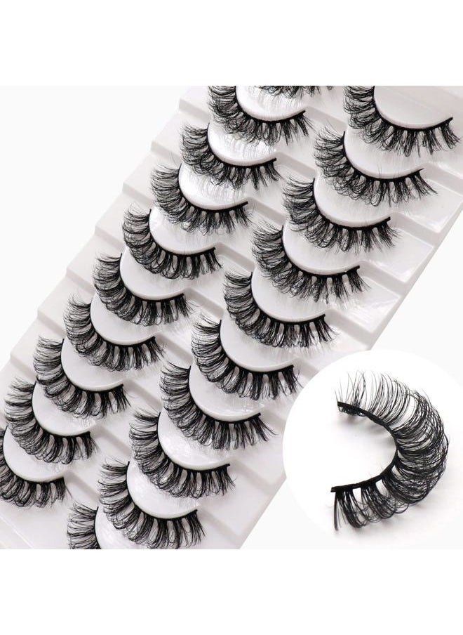Russian Strip Lashes DD Curl False Eyelashes Fluffy Wispy Faux Mink Lashes 10 Pairs Pack (D02)