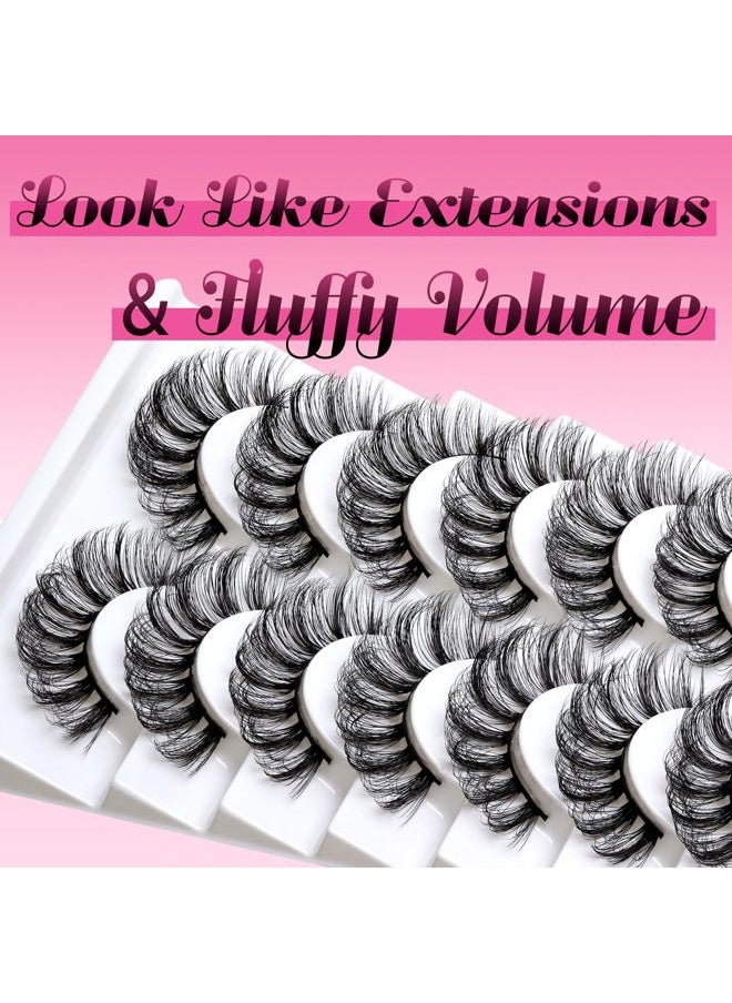 Russian Strip Lashes DD Curl False Eyelashes Fluffy Wispy Faux Mink Lashes 10 Pairs Pack (D02)
