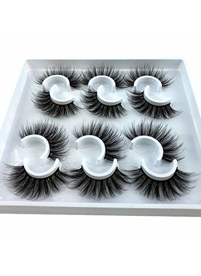 6 Pairs Fluffy False Eyelashes Natural Faux Mink Strip 3D Lashes Pack (MDF-13)