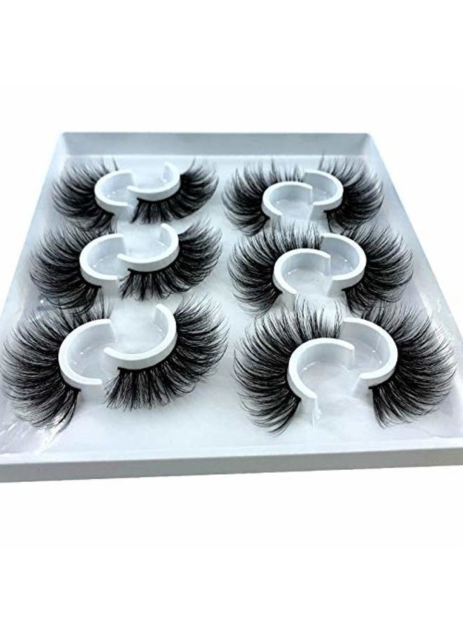 6 Pairs Fluffy False Eyelashes Natural Faux Mink Strip 3D Lashes Pack (MDF-13)