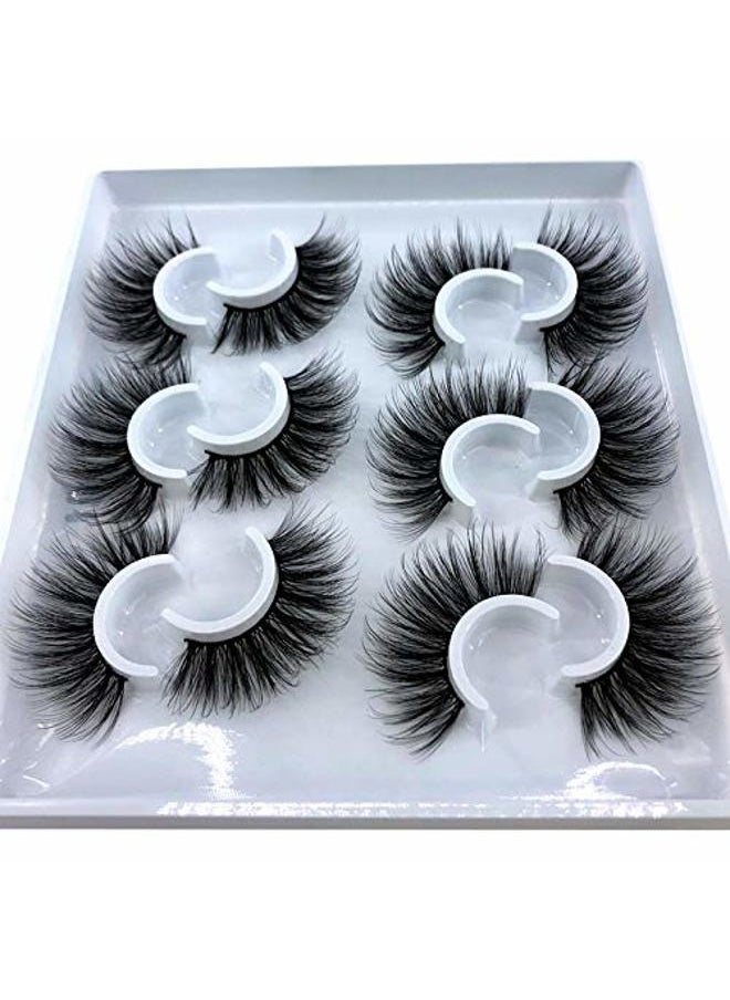 6 Pairs Fluffy False Eyelashes Natural Faux Mink Strip 3D Lashes Pack (MDF-13)
