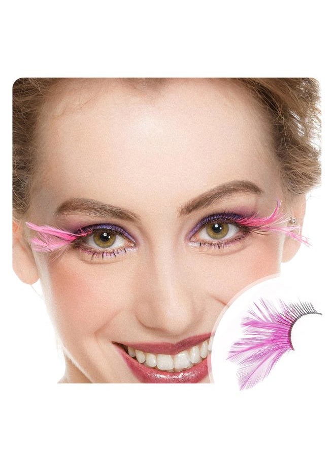 Dorise Pink Eyelashes Light Pink Colorful Halloween lashes Barbie Eyelashes Cat eye style Feather Lashes P3 1 Pair
