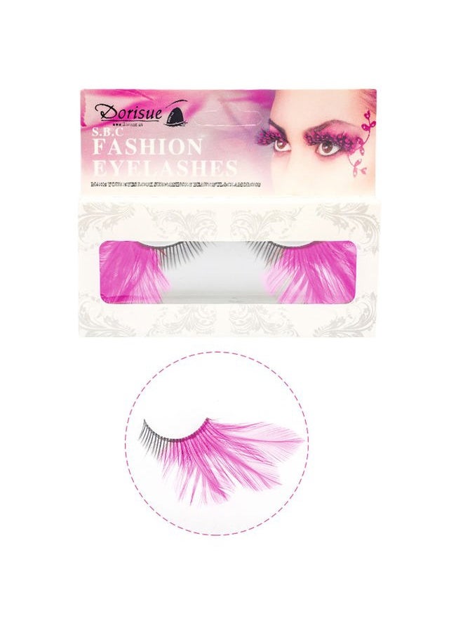 Dorise Pink Eyelashes Light Pink Colorful Halloween lashes Barbie Eyelashes Cat eye style Feather Lashes P3 1 Pair