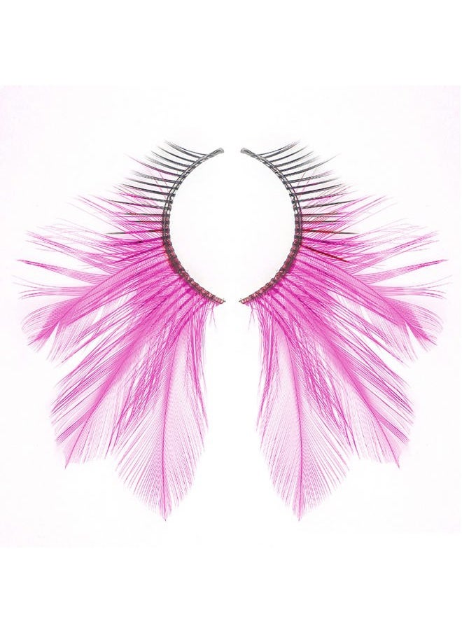 Dorise Pink Eyelashes Light Pink Colorful Halloween lashes Barbie Eyelashes Cat eye style Feather Lashes P3 1 Pair