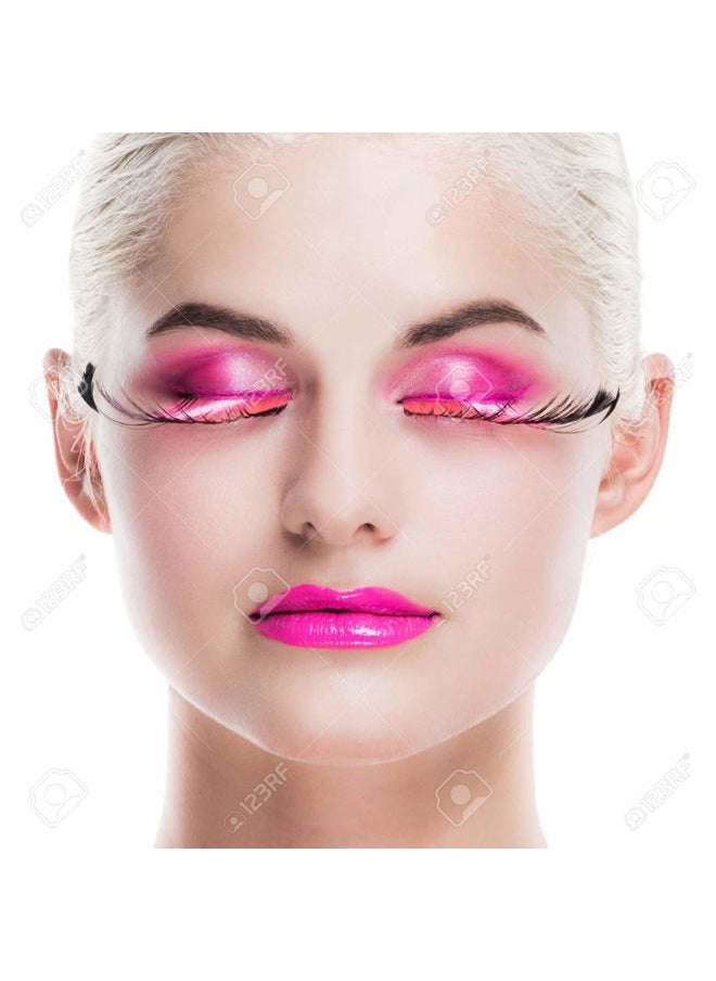 Dorise Pink Eyelashes Light Pink Colorful Halloween lashes Barbie Eyelashes Cat eye style Feather Lashes P3 1 Pair